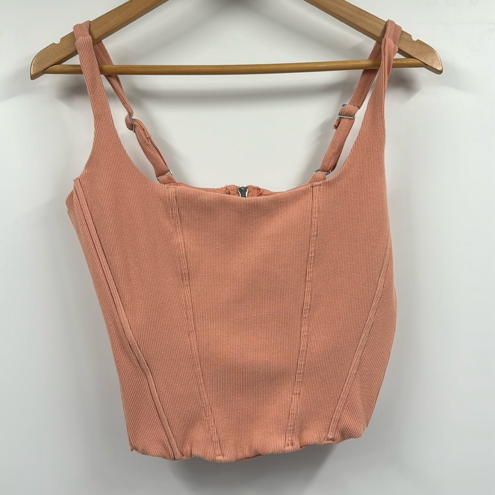 Guess Dusty Pink Corset Top with Boning Large